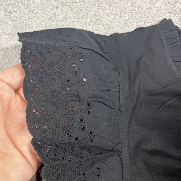 Lauren Ralph Lauren Blouse Womens Small Eyelet Keyhole Ruffle Minimalist Career - Picture 4 of 14